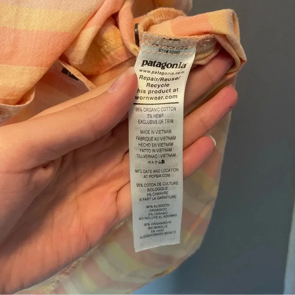 Patagonia lightweight A/C button up shirt peach stripe size large - Picture 5 of 11